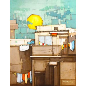 Salman Farooqi, 48 x 36 Inch, Acrylic on Canvas, Cityscape Painting, AC-SF-321